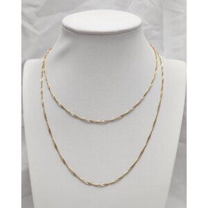 Unique 14K Solid Yellow Gold Designer Spiral Flat Link Chain Necklace 31.25" L